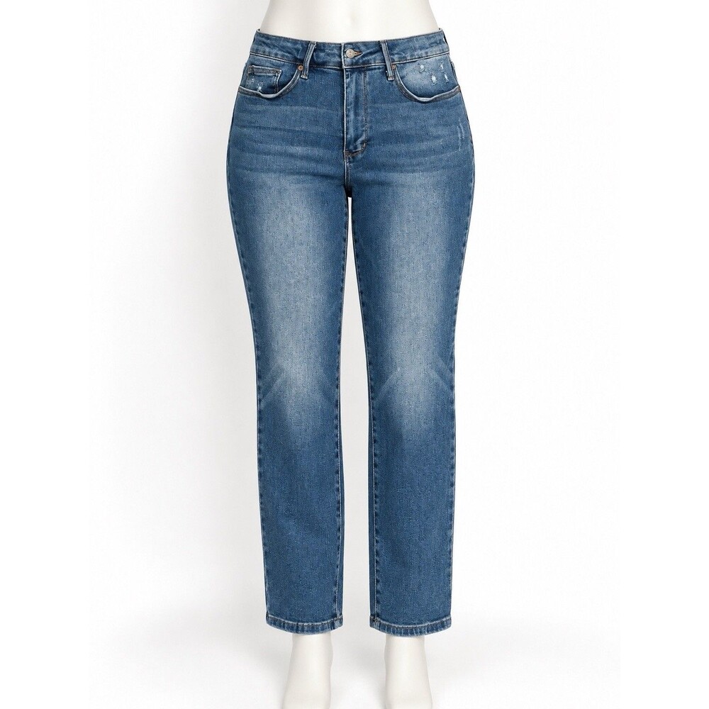 Judy Blue 16W Slim Fit Distressed Stretch Jeans Medium Wash Straight Leg